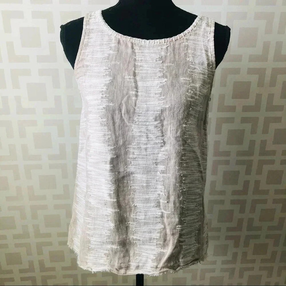 Nic+Zoe Linen Blend Tank Tan Woven Split Back XS - Picture 1 of 4